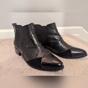 Coach Suffolk Patchwork Bootie.  Black Leather/Snakeskin.  7.5B